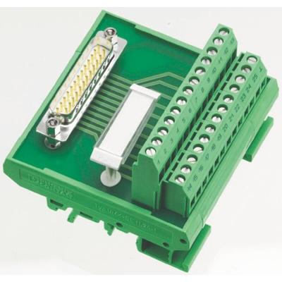 Phoenix Contact FLKM-D15 SUB/B Series 15-Contact Female Interface Module, D-sub Connector, DIN Rail Mount, 2.5A
