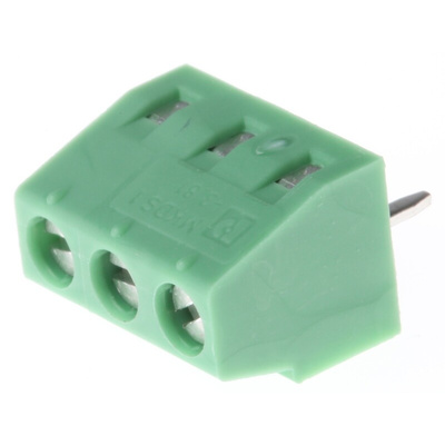 Phoenix Contact MKDS 1/ 3-3.81 Series PCB Terminal Block, 3-Contact, 3.81mm Pitch, Through Hole Mount, 1-Row, Solder