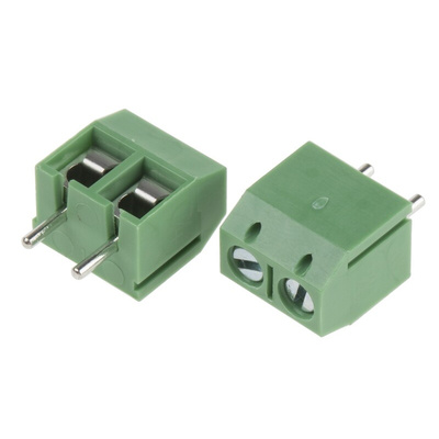 RS PRO PCB Terminal Block, 2-Contact, 5mm Pitch, Through Hole Mount, 1-Row, Screw Termination