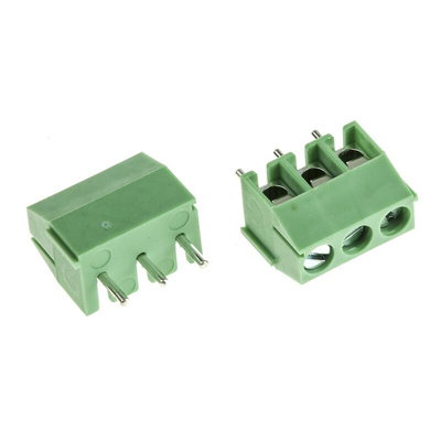 RS PRO PCB Terminal Block, 3-Contact, 5mm Pitch, Through Hole Mount, 1-Row, Screw Termination