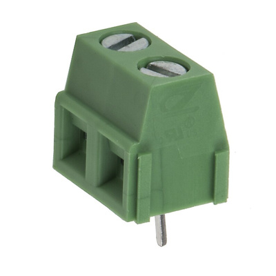 RS PRO PCB Terminal Block, 2-Contact, 5.08mm Pitch, Through Hole Mount, 1-Row, Screw Termination