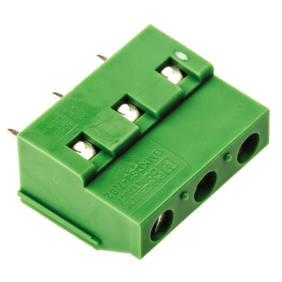 Phoenix Contact GMKDS 3/3-7.62 Series PCB Terminal Block, 3-Contact, 7.62mm Pitch, Through Hole Mount, 1-Row, Screw