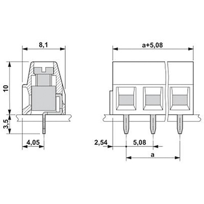 Phoenix Contact MKDSN 1.5/ 3-5.08 Series PCB Terminal Block, 5.08mm Pitch, Through Hole Mount, 1-Row, Solder Termination