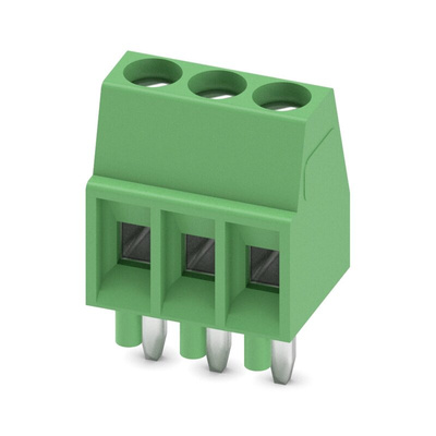 Phoenix Contact MPT 0.5/ 3-2.54 Series PCB Terminal Block, 3-Contact, 2.54mm Pitch, Through Hole Mount, 1-Row, Screw