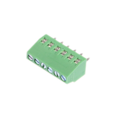 Phoenix Contact MPT 0.5/ 6-2.54 Series PCB Terminal Block, 6-Contact, 2.54mm Pitch, Through Hole Mount, 1-Row, Screw