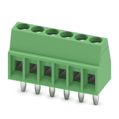 Phoenix Contact MPT 0.5/ 6-2.54 Series PCB Terminal Block, 6-Contact, 2.54mm Pitch, Through Hole Mount, 1-Row, Screw
