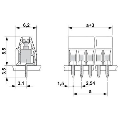 Phoenix Contact MPT 0.5/8-2.54 Series PCB Terminal Block, 8-Contact, 2.54mm Pitch, Through Hole Mount, 1-Row, Screw