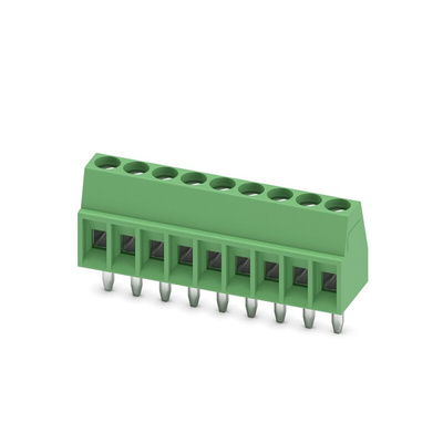 Phoenix Contact MPT 0.5/9-2.54 Series PCB Terminal Block, 9-Contact, 2.54mm Pitch, Through Hole Mount, 1-Row, Screw