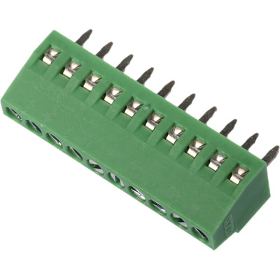 Phoenix Contact MPT 0.5/10-2.54 Series PCB Terminal Block, 10-Contact, 2.54mm Pitch, Through Hole Mount, 1-Row, Screw