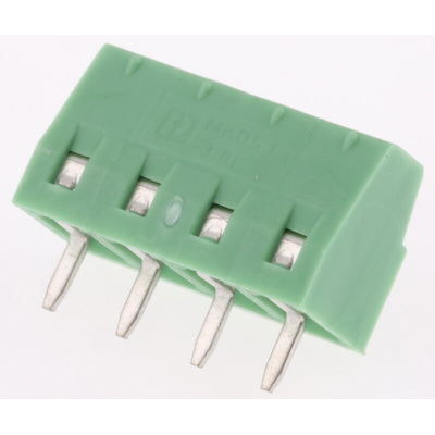 Phoenix Contact MKDS 1/ 4-3.81 Series PCB Terminal Block, 4-Contact, 3.81mm Pitch, Through Hole Mount, 1-Row, Screw