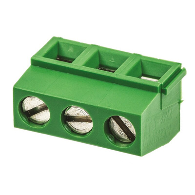 TE Connectivity Buchanan Series PCB Terminal Block, 3-Contact, 5mm Pitch, Through Hole Mount, 1-Row, Screw Termination