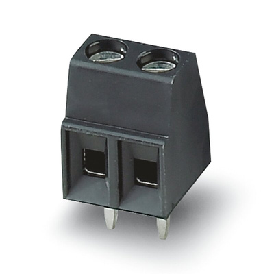 Phoenix Contact MKDS 1/ 2-3.5 HT BK Series PCB Terminal Block, 2-Contact, 3.5mm Pitch, Through Hole Mount, 1-Row,