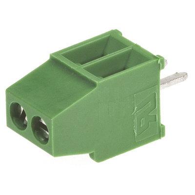 TE Connectivity Buchanan Series PCB Terminal Block, 2-Contact, 2.54mm Pitch, Through Hole Mount, 1-Row, Screw