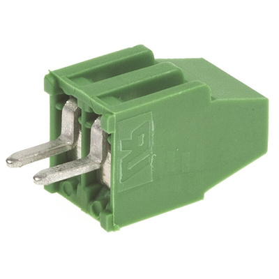 TE Connectivity Buchanan Series PCB Terminal Block, 2-Contact, 2.54mm Pitch, Through Hole Mount, 1-Row, Screw