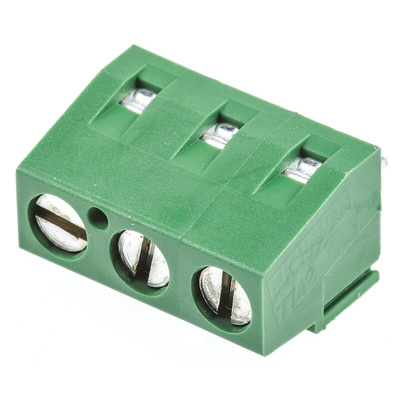 TE Connectivity Buchanan Series PCB Terminal Block, 3-Contact, 5.08mm Pitch, Through Hole Mount, 1-Row, Screw