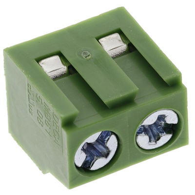 RS PRO PCB Terminal Block, 2-Contact, 5.08mm Pitch, Through Hole Mount, 1-Row, Screw Termination