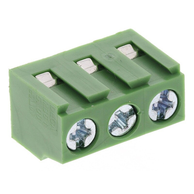 RS PRO PCB Terminal Block, 3-Contact, 5.08mm Pitch, Through Hole Mount, 1-Row, Screw Termination