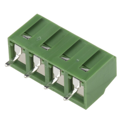 RS PRO PCB Terminal Block, 4-Contact, 5.08mm Pitch, Through Hole Mount, 1-Row, Screw Termination