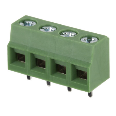 RS PRO PCB Terminal Block, 4-Contact, 5.08mm Pitch, Through Hole Mount, 1-Row, Screw Termination
