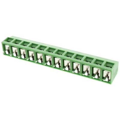RS PRO PCB Terminal Block, 12-Contact, 5.08mm Pitch, Through Hole Mount, 1-Row, Screw Termination