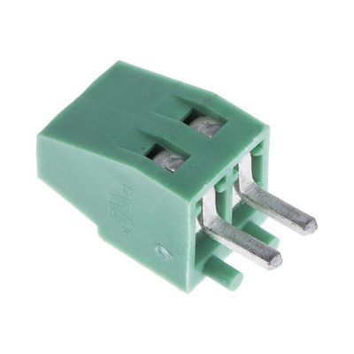 RS PRO PCB Terminal Block, 2-Contact, 2.54mm Pitch, Through Hole Mount, 1-Row, Screw Termination