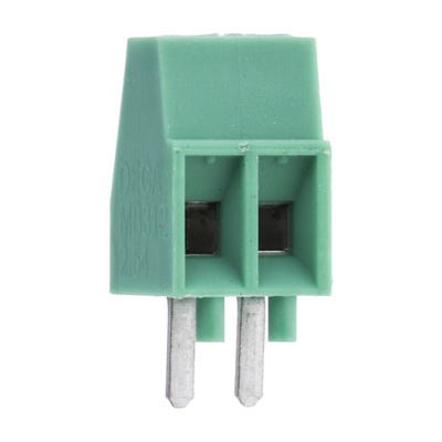 RS PRO PCB Terminal Block, 2-Contact, 2.54mm Pitch, Through Hole Mount, 1-Row, Screw Termination