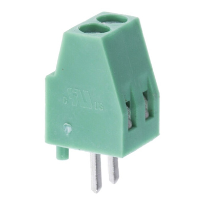 RS PRO PCB Terminal Block, 2-Contact, 2.54mm Pitch, Through Hole Mount, 1-Row, Screw Termination