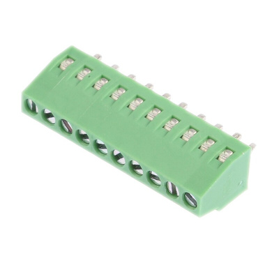 RS PRO PCB Terminal Block, 10-Contact, 2.54mm Pitch, Through Hole Mount, 1-Row, Screw Termination