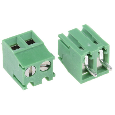 RS PRO PCB Terminal Block, 2-Contact, 3.5mm Pitch, Through Hole Mount, 1-Row, Screw Termination