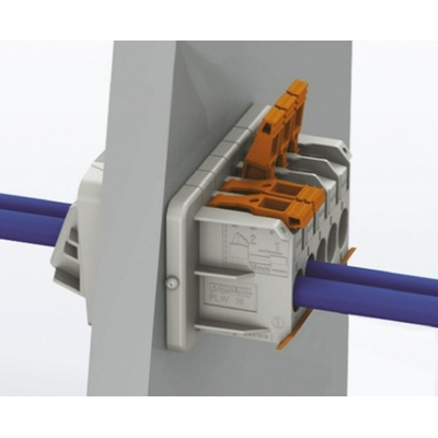 Phoenix Contact PLW 16-6/ 3-10 Series Feed Through Terminal Block, 3-Contact, 10mm Pitch, Panel Mount, 1-Row, Push Lock