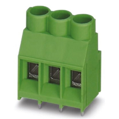 Phoenix Contact MKDS 5/ 3-6.35 Series PCB Terminal Block, 3-Contact, 6.35mm Pitch, Through Hole Mount, 1-Row, Screw