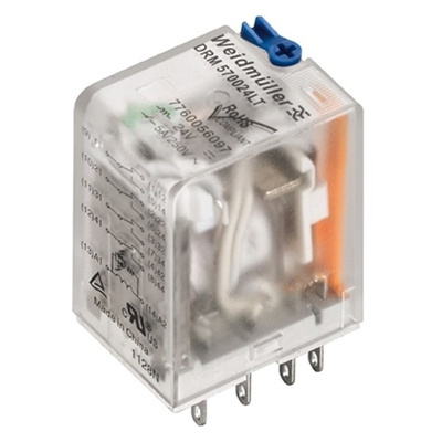 Weidmüller DRM Series , 24V 4PDT Interface Relay Module, Plug In Terminal , Panel Mount