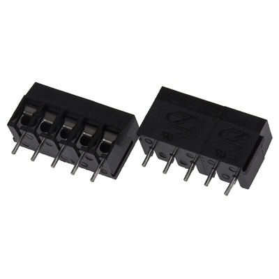 RS PRO PCB Terminal Block, 5-Contact, 5mm Pitch, Through Hole Mount, 1-Row, Screw Termination