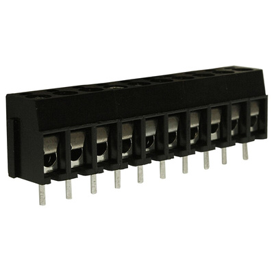 RS PRO PCB Terminal Block, 10-Contact, 5mm Pitch, Through Hole Mount, 1-Row, Screw Termination