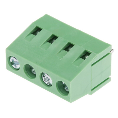 RS PRO PCB Terminal Block, 4-Contact, 5mm Pitch, Through Hole Mount, 1-Row, Screw Termination