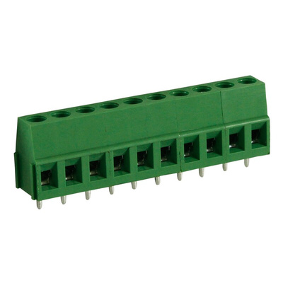 RS PRO PCB Terminal Block, 10-Contact, 5mm Pitch, Through Hole Mount, 1-Row, Screw Termination