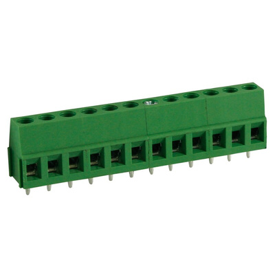 RS PRO PCB Terminal Block, 12-Contact, 5mm Pitch, Through Hole Mount, 1-Row, Screw Termination