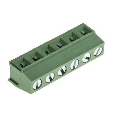 RS PRO PCB Terminal Block, 6-Contact, 5mm Pitch, Through Hole Mount, 1-Row, Screw Termination