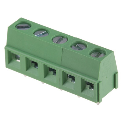 RS PRO PCB Terminal Block, 5-Contact, 5mm Pitch, Through Hole Mount, 1-Row, Screw Termination