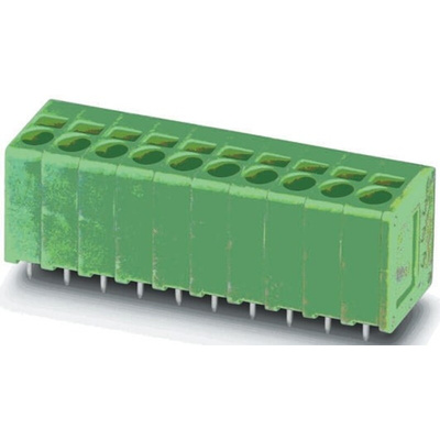 Phoenix Contact SPT 2.5/11-V-5.0 Series PCB Terminal Block, 11-Contact, 5mm Pitch, Through Hole Mount, 1-Row, Spring