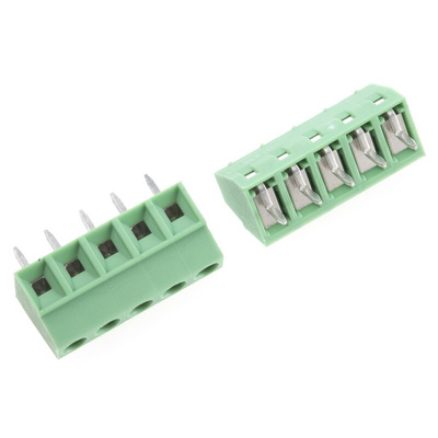 Phoenix Contact MKDS 1/ 5-3.81 Series PCB Terminal Block, 3.81mm Pitch, Through Hole Mount, Solder Termination