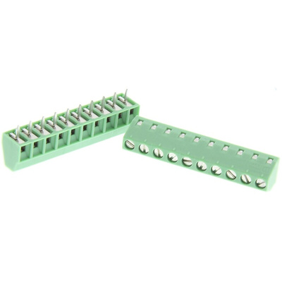 Phoenix Contact MKKDS 1/10-3.81 Series PCB Terminal Block, 10-Contact, 3.81mm Pitch, Through Hole Mount, 1-Row, Screw