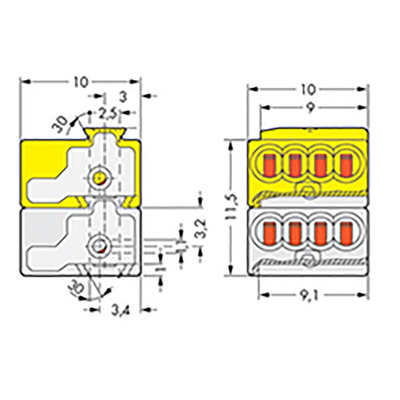 Wago 243 Series PCB Terminal Block, 5.75mm Pitch, Cable Mount, Push In Termination