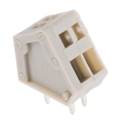 TE Connectivity PCB Terminal Block, 2-Contact, 2.54mm Pitch, Through Hole Mount, 1-Row, Solder Termination