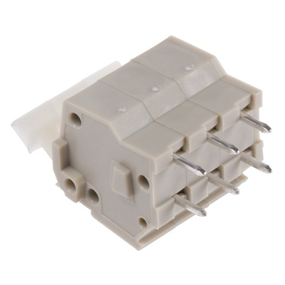 TE Connectivity PCB Terminal Block, 3-Contact, 5mm Pitch, Through Hole Mount, 1-Row, Solder Termination