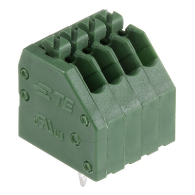 TE Connectivity PCB Terminal Block, 4-Contact, 2.5mm Pitch, Through Hole Mount, 1-Row, Solder Termination