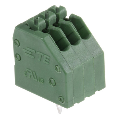 TE Connectivity PCB Terminal Block, 3-Contact, 2.5mm Pitch, Through Hole Mount, 1-Row, Solder Termination