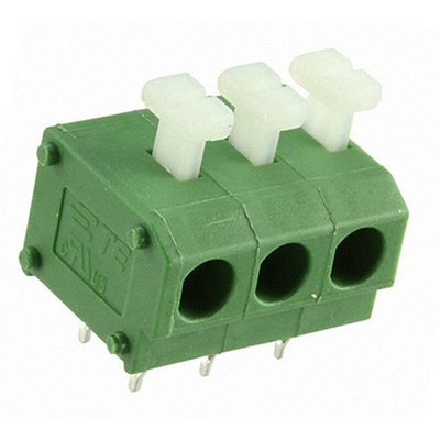 TE Connectivity PCB Terminal Block, 3-Contact, 5mm Pitch, Through Hole Mount, 1-Row, Solder Termination