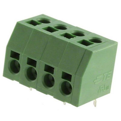 TE Connectivity PCB Terminal Block, 4-Contact, 5mm Pitch, Through Hole Mount, 1-Row, Solder Termination