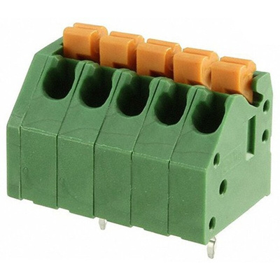 TE Connectivity PCB Terminal Block, 5-Contact, 3.5mm Pitch, Through Hole Mount, 1-Row, Solder Termination